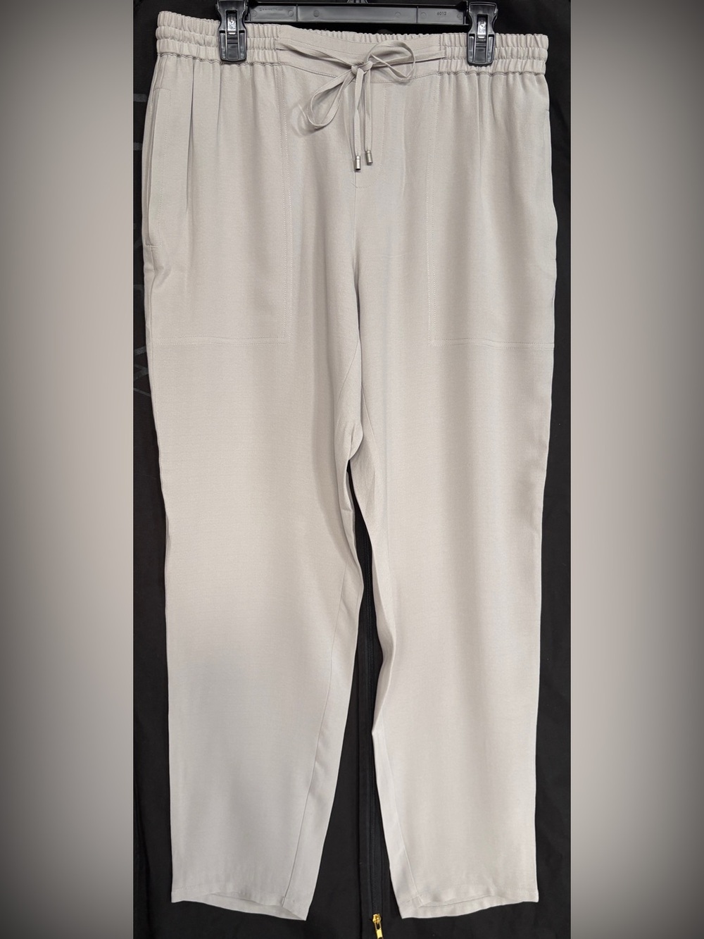 Eileen Fisher Light Gray Drawstring Silk Wide-leg Pants